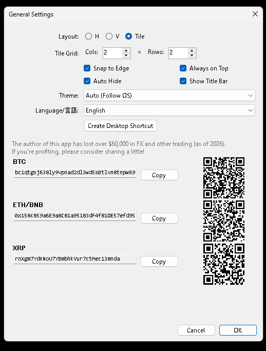 General Settings dialog